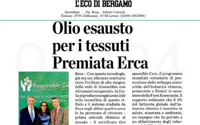 Olio esausto per i tessuti. Premiata ERCA (L’ECO DI BERGAMO)