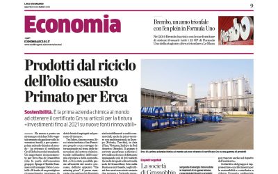 Prodotti dal riciclo dell’olio esausto Primato per Erca (L’ECO DI BERGAMO)