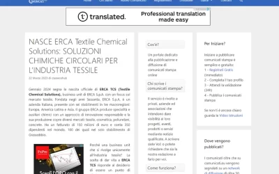 comunicati.eu – NASCE ERCA Textile Chemical Solutions: SOLUZIONI CHIMICHE CIRCOLARI PER L’INDUSTRIA TESSILE