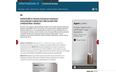informazione.it – NASCE ERCA Textile Chemical Solutions: SOLUZIONI CHIMICHE CIRCOLARI PER L’INDUSTRIA TESSILE