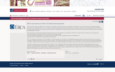 textination.de – ERCA’s new business unit: ERCA TCS (Textile Chemical Solutions)