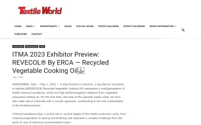 textileworld.com – ITMA 2023 Exhibitor Preview: REVECOL® By ERCA — Recycled Vegetable Cooking Oil