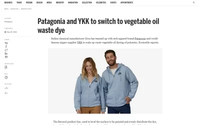 fashionnetwork.com – Patagonia and YKK to switch to vegetable oil waste dye