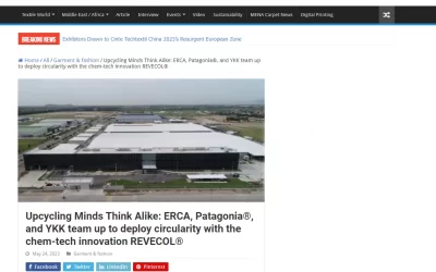 kohantextilejournal.com – Upcycling Minds Think Alike: ERCA, Patagonia®, and YKK team up to deploy circularity with the chem-tech innovation REVECOL®