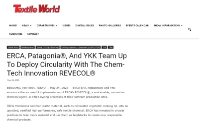 textileworld.com – ERCA, Patagonia®, And YKK Team Up To Deploy Circularity With The Chem-Tech Innovation REVECOL®